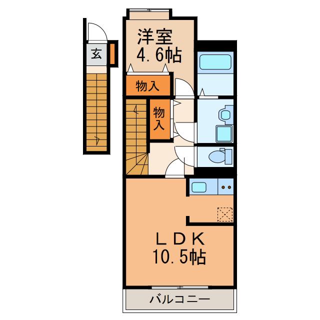 ビリーヴ(1LDK/2階)の間取り写真