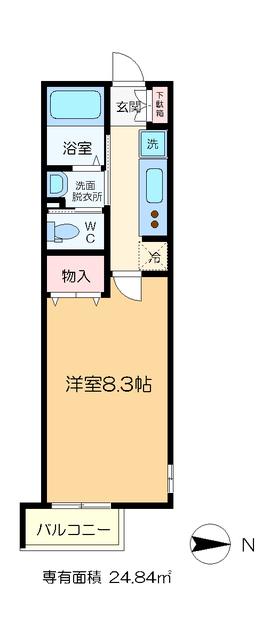TMハイツ(1K/3階)の間取り写真
