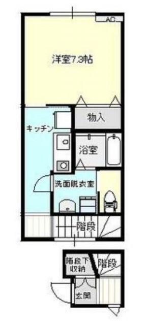 アバンティ木津C棟(1K/2階)の間取り写真