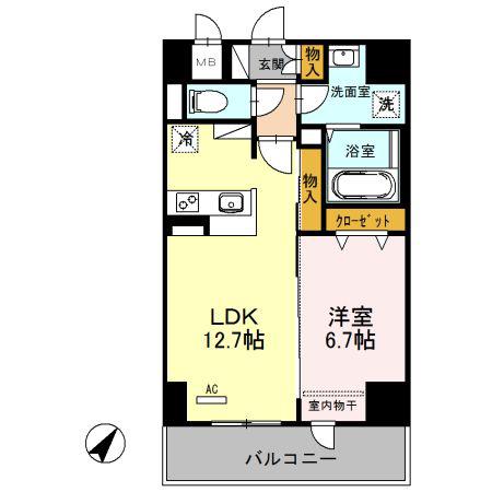 シェルト新都心(1LDK/2階)の間取り写真