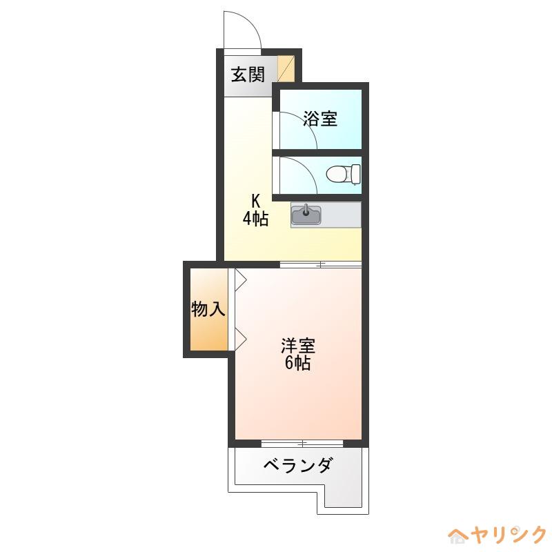 マンション植田(1DK/2階)の間取り写真
