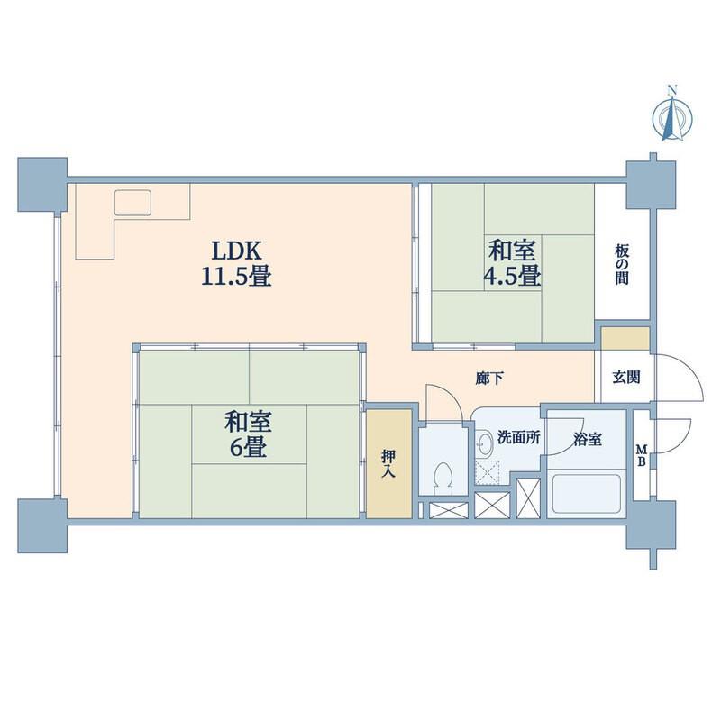 亀戸2丁目団地(2LDK/9階)の間取り写真