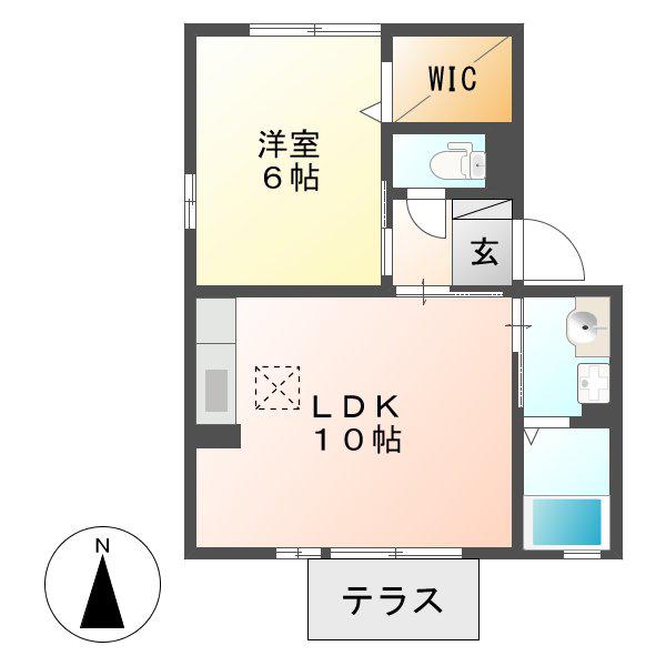 ホープM Ⅰ・Ⅱ(1LDK/1階)の間取り写真