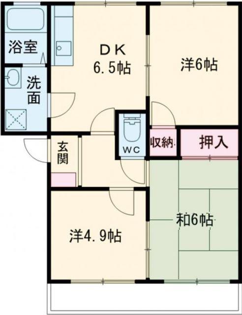 アーバンハイツB棟(3DK/2階)の間取り写真