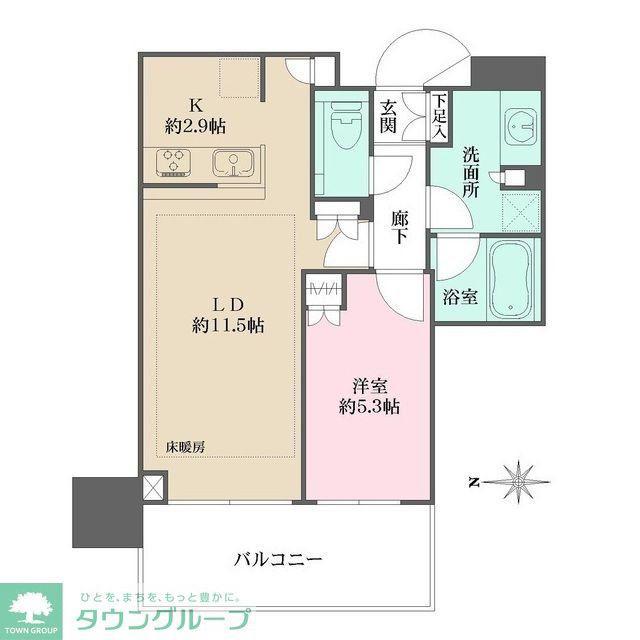 大崎ステーションレジデンス(1LDK/30階)の間取り写真