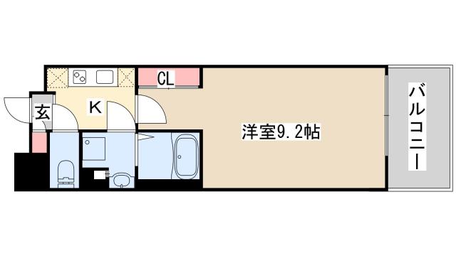 アスヴェル神戸元町2(1K/14階)の間取り写真