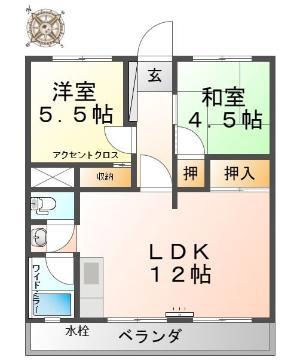 新清洲マンション(2LDK/4階)の間取り写真