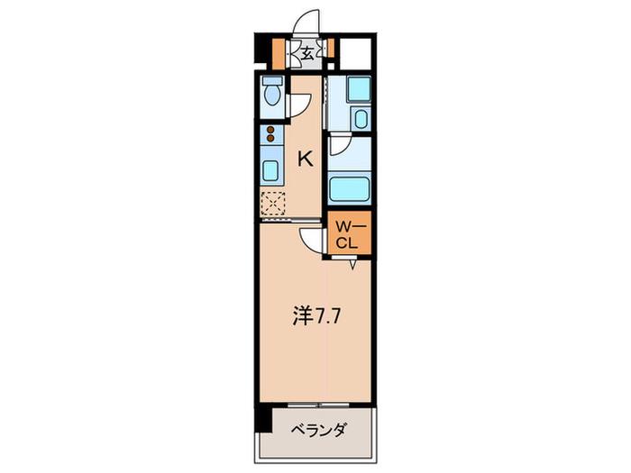 エル・セレーノ立花(1K/4階)の間取り写真