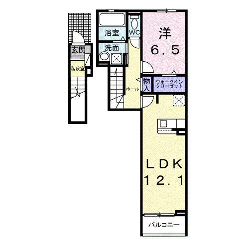 グリシーヌCK II(1LDK/2階)の間取り写真