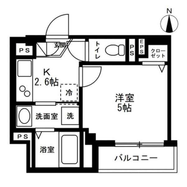 ロージィ赤羽(1K/4階)の間取り写真