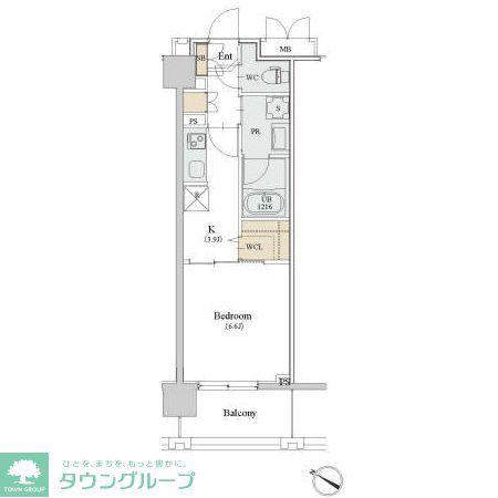 カスタリア人形町Ⅲ(1K/3階)の間取り写真