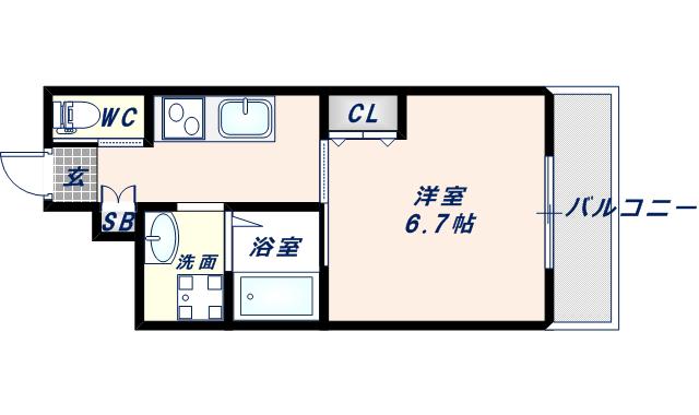 みおつくし小路 (1K/2階)の間取り写真