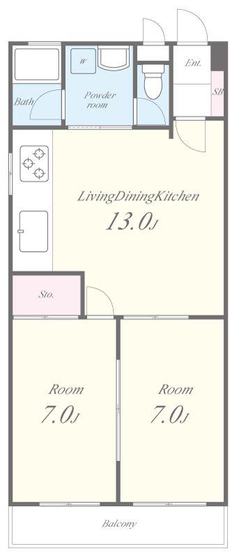 グランメゾン上賀茂(2LDK/2階)の間取り写真