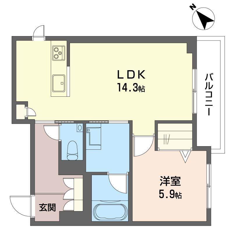 アミコート東山(1LDK/2階)の間取り写真