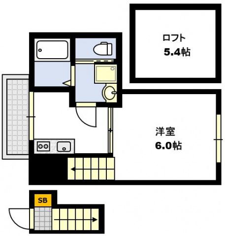 RIDERE井口(1K/2階)の間取り写真