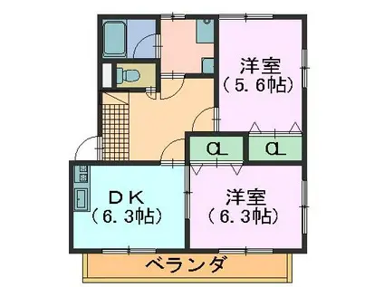 サンライフひまわり(2DK/1階)の間取り写真