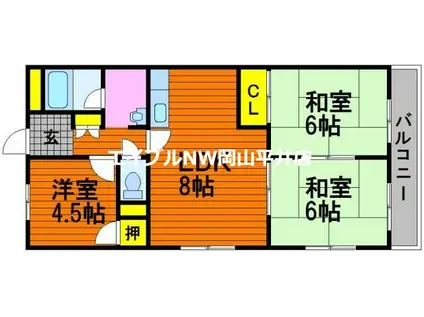 シティハイツ清水(3LDK/4階)の間取り写真