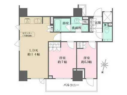 パークハウス平河町(2LDK/2階)の間取り写真