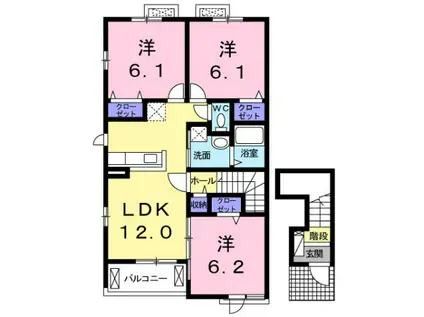 クラール安宅(3LDK/2階)の間取り写真