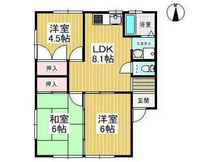 久保泉ハイツA棟(3LDK/1階)の間取り写真