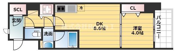 スプランディッド淀屋橋DUE(1DK/5階)の間取り写真