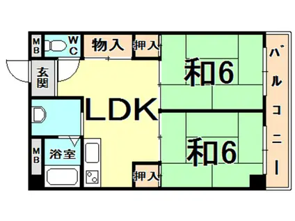 加島第3マンション(2LDK/3階)の間取り写真