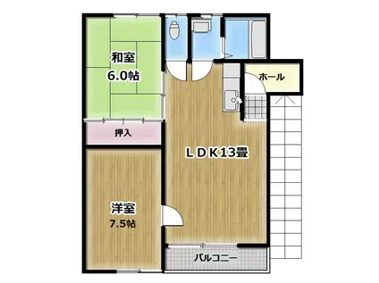 メゾンMI(2LDK/2階)の間取り写真