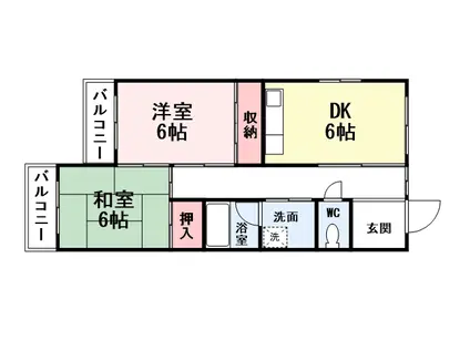 萩安マンション(2DK/1階)の間取り写真