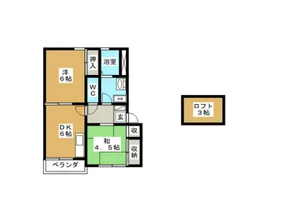 コロニアル実籾第2(2DK/2階)の間取り写真