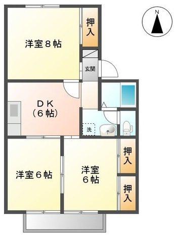 アベニュー平野I(3DK/2階)の間取り写真