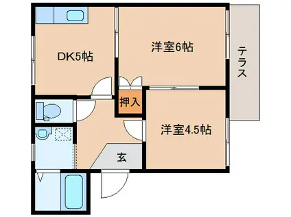 くるみハイツ(2DK/1階)の間取り写真
