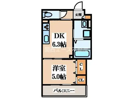 クリエオーレ清瀧(1DK/2階)の間取り写真