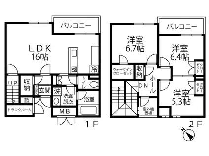 OASISPREMIER GARDEN VILLA(3LDK/1階)の間取り写真