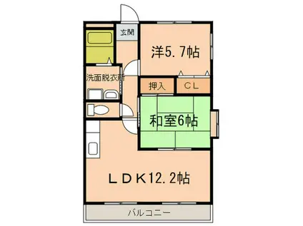 レジデンス上野(2LDK/2階)の間取り写真