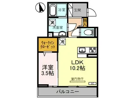 ラルジュ飯塚(1LDK/3階)の間取り写真