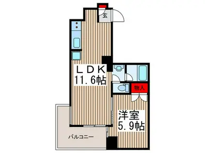 ラックヒル蕨(1LDK/8階)の間取り写真