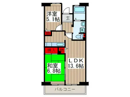 コーポレート浦和中島2号棟(2LDK/2階)の間取り写真