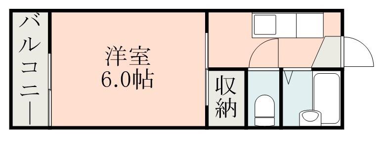 セレスティ南鹿児島(1K/2階)の間取り写真