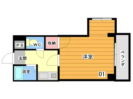 プチハイツ山手町(1K/4階)の間取り写真
