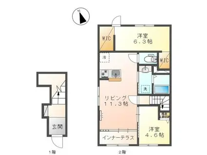 ノッテ・ステラータ(2LDK/2階)の間取り写真