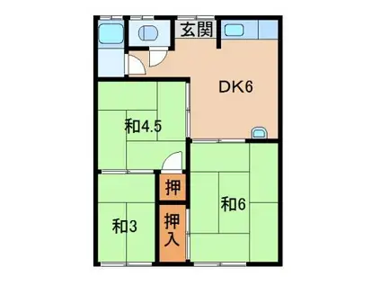 たちばな荘(3DK/2階)の間取り写真