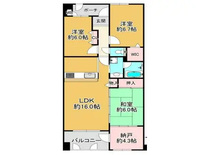 ライフコート北野(3SLDK/1階)の間取り写真