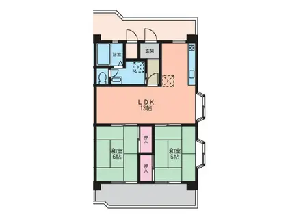 コーポ水田(2LDK/4階)の間取り写真