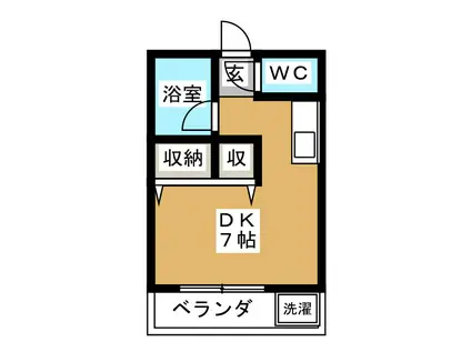 ハイツ木曽路(ワンルーム/2階)の間取り写真