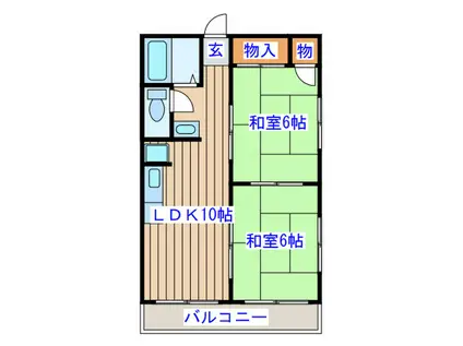 ピースフル石川(2LDK/2階)の間取り写真
