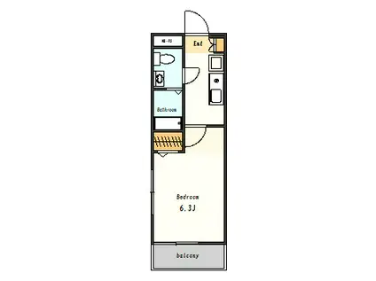 パークワンモア幕張アネックス(1K/2階)の間取り写真