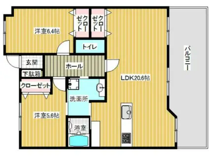 コアマンションフェスティオ久留米(2LDK/11階)の間取り写真