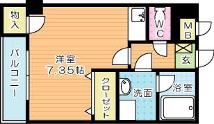 ピアーノKM21(ワンルーム/6階)の間取り写真