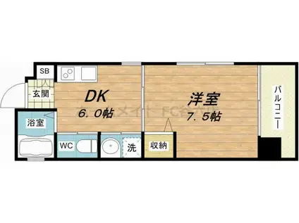 メルシアターリゾート(1DK/10階)の間取り写真