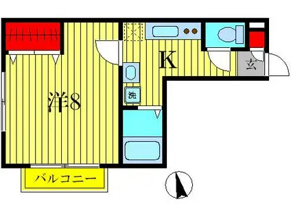 セレ北小金(1K/2階)の間取り写真